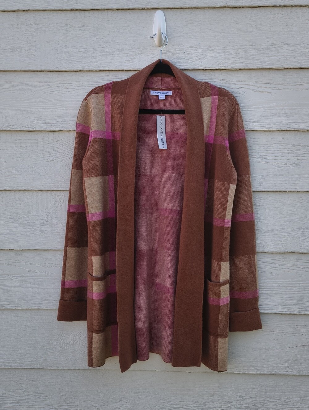 Neapolitan Plaid Open-Front Cardigan By 99 Jane Street